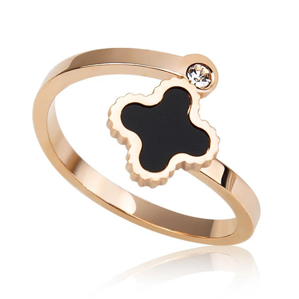 Resizable Rose Gold Plated 4-Leaf Clover Ring