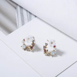 Coloured Ring 18k Gold Plated Stud Earring