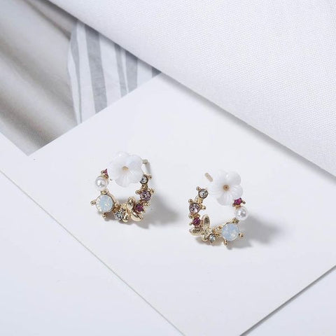 Coloured Ring 18k Gold Plated Stud Earring
