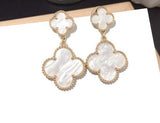 18k Gold Plated Four Leaf Clover Double Earring