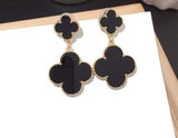 18k Gold Plated Four Leaf Clover Double Earring