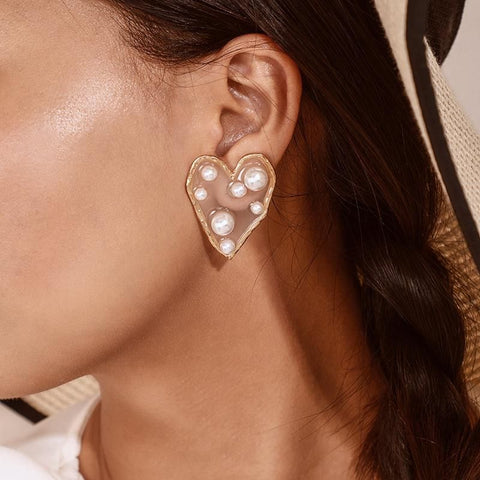 The Pearl Heart Shaped Stud