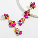 Multi-Colour Crystal Flower Long Earrings