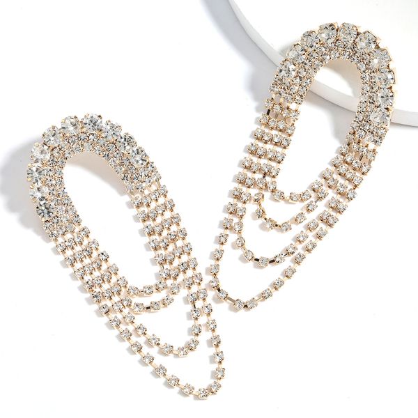 18k Gold Plated Crystal Tassel Earrings