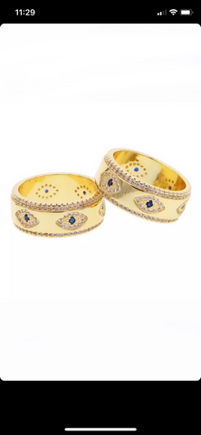 Evil Eye 18k Gold Plated Ring