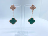 18k Double Clover Rose Gold Plated Earring
