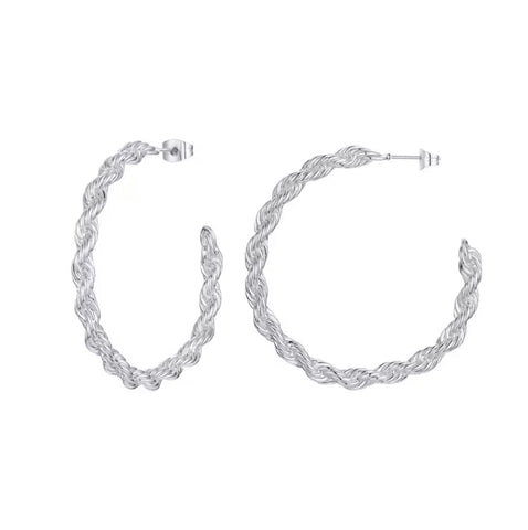 18k Gold Plated Rope Hoop Earrings