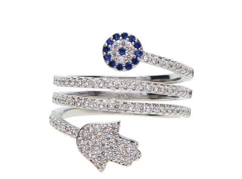 18k Gold Plated Evil Eye & Hamsa Ring