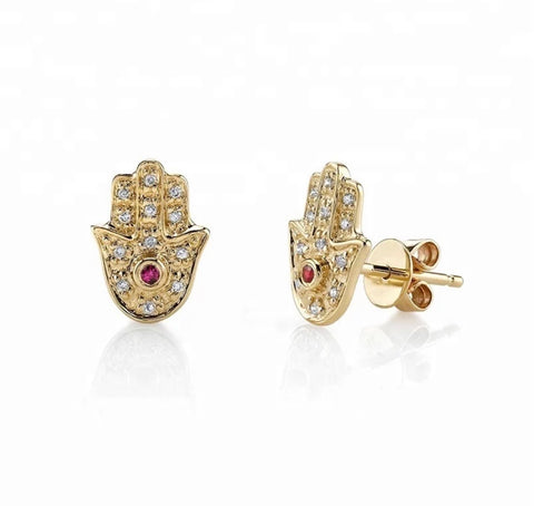 18k Gold Plated Hamsa Studs