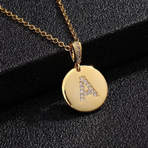 18k Gold Plated Diamond Initial Necklace