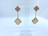 18k Double Clover Rose Gold Plated Earring