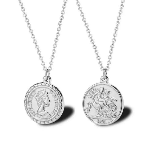 18k Gold Plated Double Sided Coin Necklace