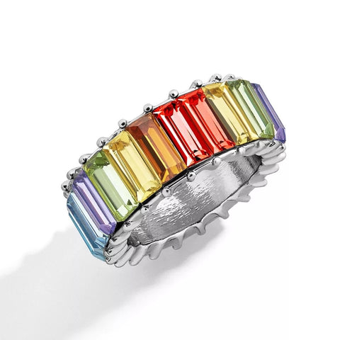 Rainbow Eternity Band 18k Gold Plated