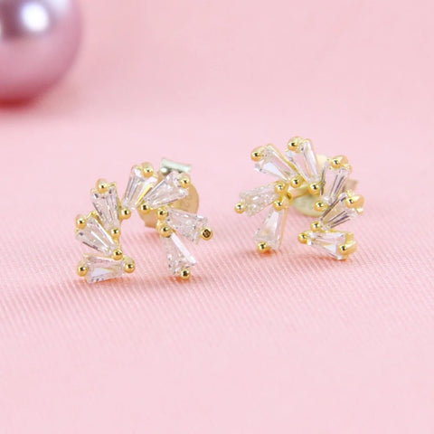 18k Gold Plated Baguette Studs