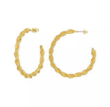 18k Gold Plated Rope Hoop Earrings