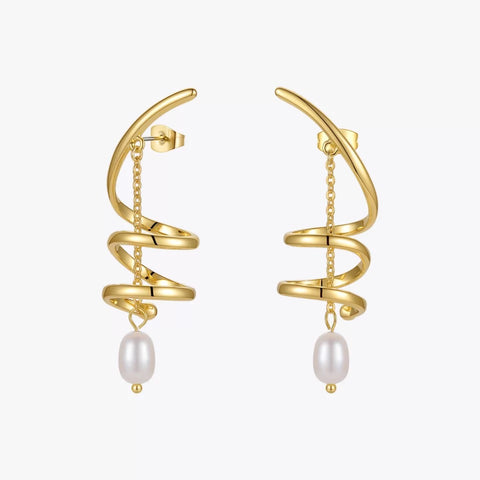 18k Gold Plated Tornado Drop Earrings