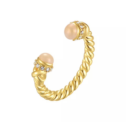 18K Gold Plated Amber Open Ring