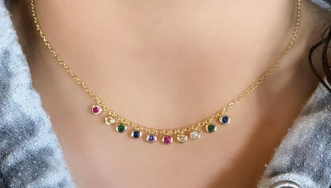 18k Gold Plated Circle Rainbow Necklace