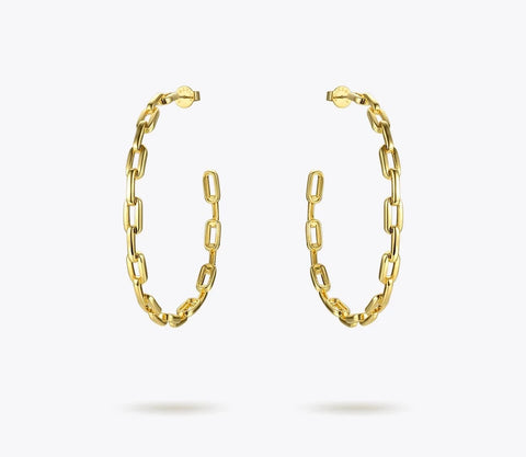 18k Gold Plated Paperclip Hoop Earrings