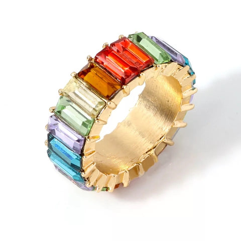 Rainbow Eternity Band 18k Gold Plated