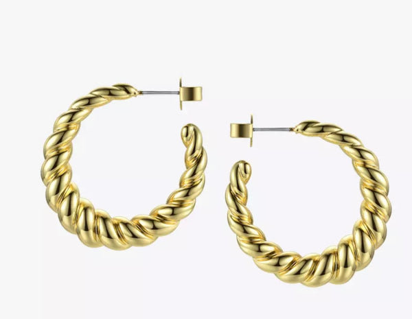 18k Gold Shrimp Hoop Earrings
