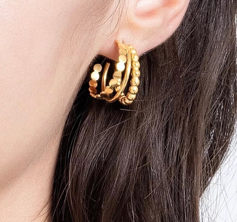 18k Gold Plated Multi Layer Earrings