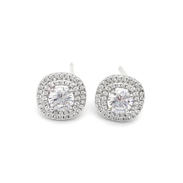 18k Gold Plated Diamond Halo Studs