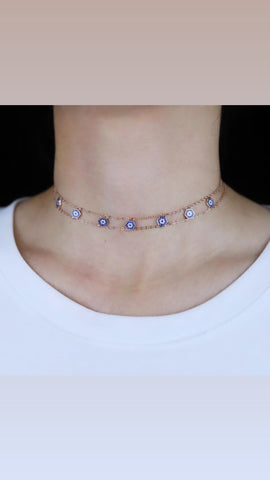 18k Gold Plated Evil Eye Choker