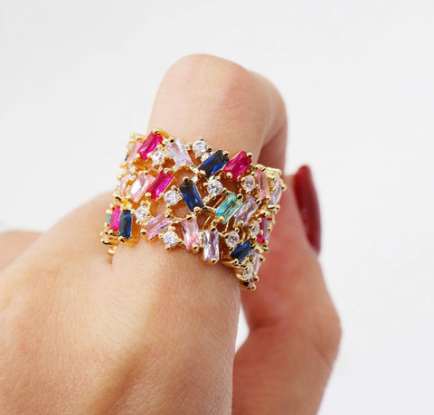 Rainbow Cubic Zirconia Ring