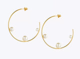 18k Gold Plated Pearl Hoop Earrings