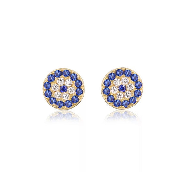 18k Gold Plated Evil Eye Studs