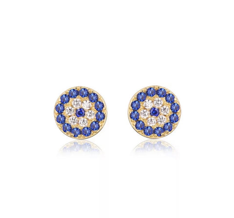 18k Gold Plated Evil Eye Studs
