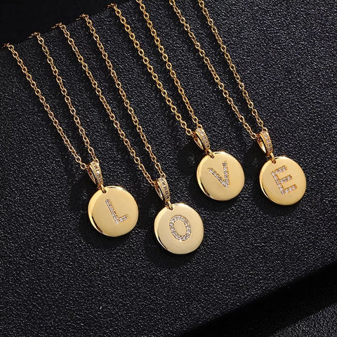 18k Gold Plated Diamond Initial Necklace