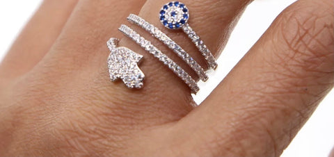 18k Gold Plated Evil Eye & Hamsa Ring