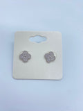 18k Gold Plated Diamond Clover Studs