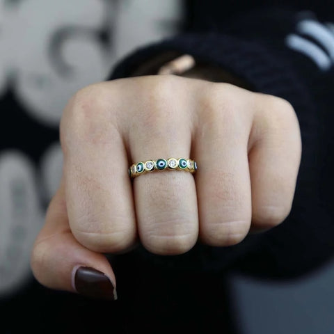 18k Gold Plated Evil Eye Ring