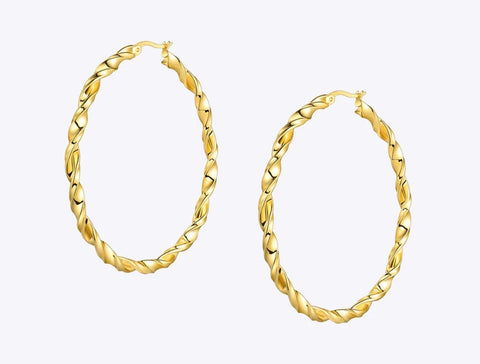 18k Gold Plated Twisted Hoops