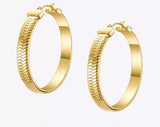 18k Gold Plated Snake Bone Chain Hoops