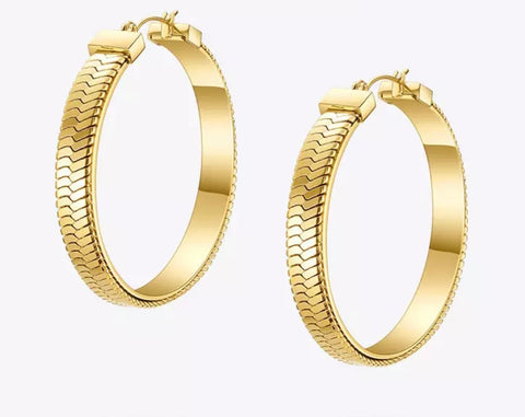 18k Gold Plated Snake Bone Chain Hoops