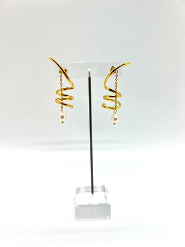 18k Gold Plated Tornado Drop Earrings