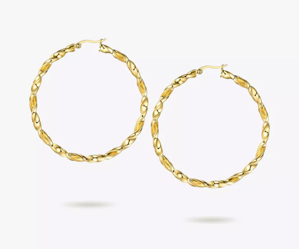 18k Gold Plated Twisted Hoops