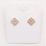 18k Gold Plated Diamond Clover Studs