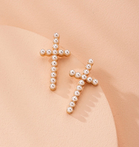 Cross Stud 18k Gold Plated Earring