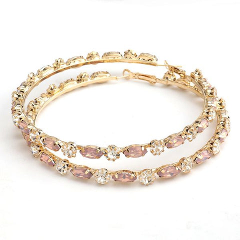 Big Diamond 18k Gold Plated Rhinestone Hoop Earring